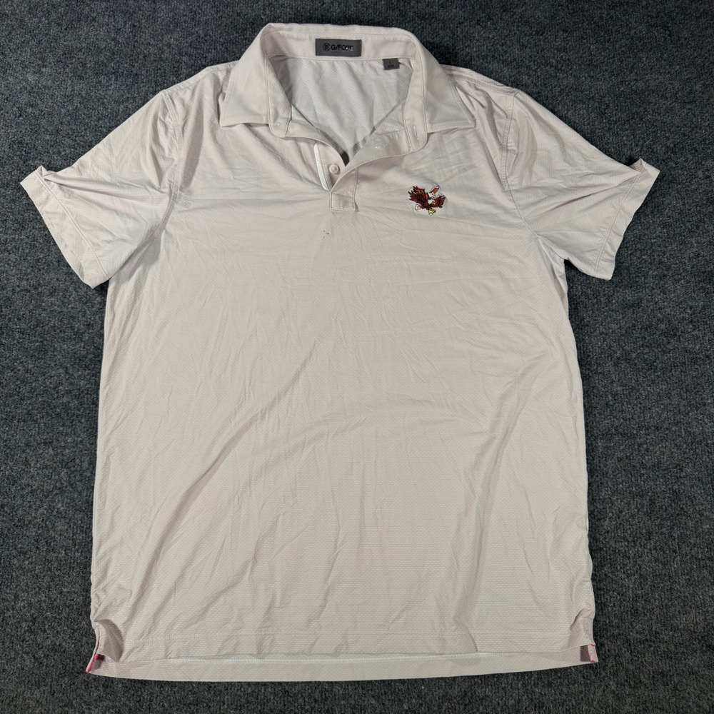 G/FORE Golf Polo Shirt Eagle Embroidery Performance Tech Pique Large Gray Mens